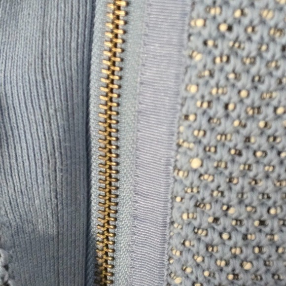 Talbots Womens Space Dyed Tweed Sweater Jacket Size 3X Blue Full Zip Peplum Hem - Picture 5 of 15